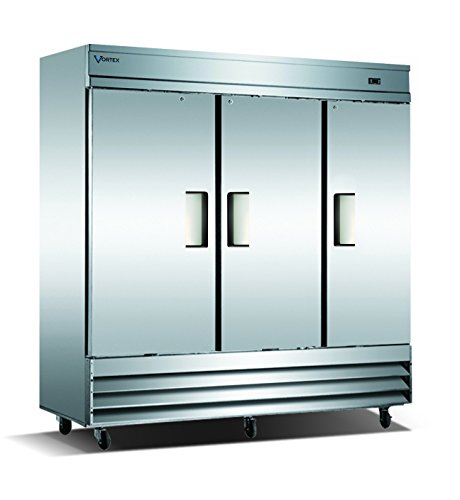 Vortex Refrigeration Commercial Heavy Duty 3 Solid Door Refrigerator – 72 Cu. Ft.