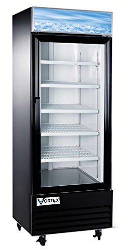 Vortex Refrigeration Commercial 1 Glass Door, Black Merchandiser Refrigerator – 23 Cu. Ft.