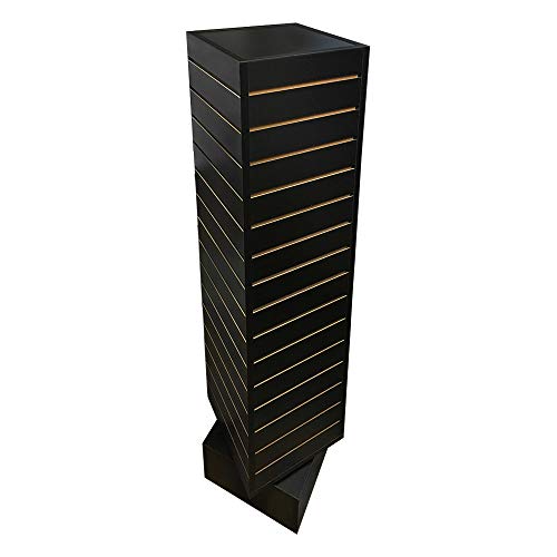 PROLINEMAX Black 12” x 12” x 54” Revolving Slatwall Floor Display Rotating 4 Sided Retail Fixture
